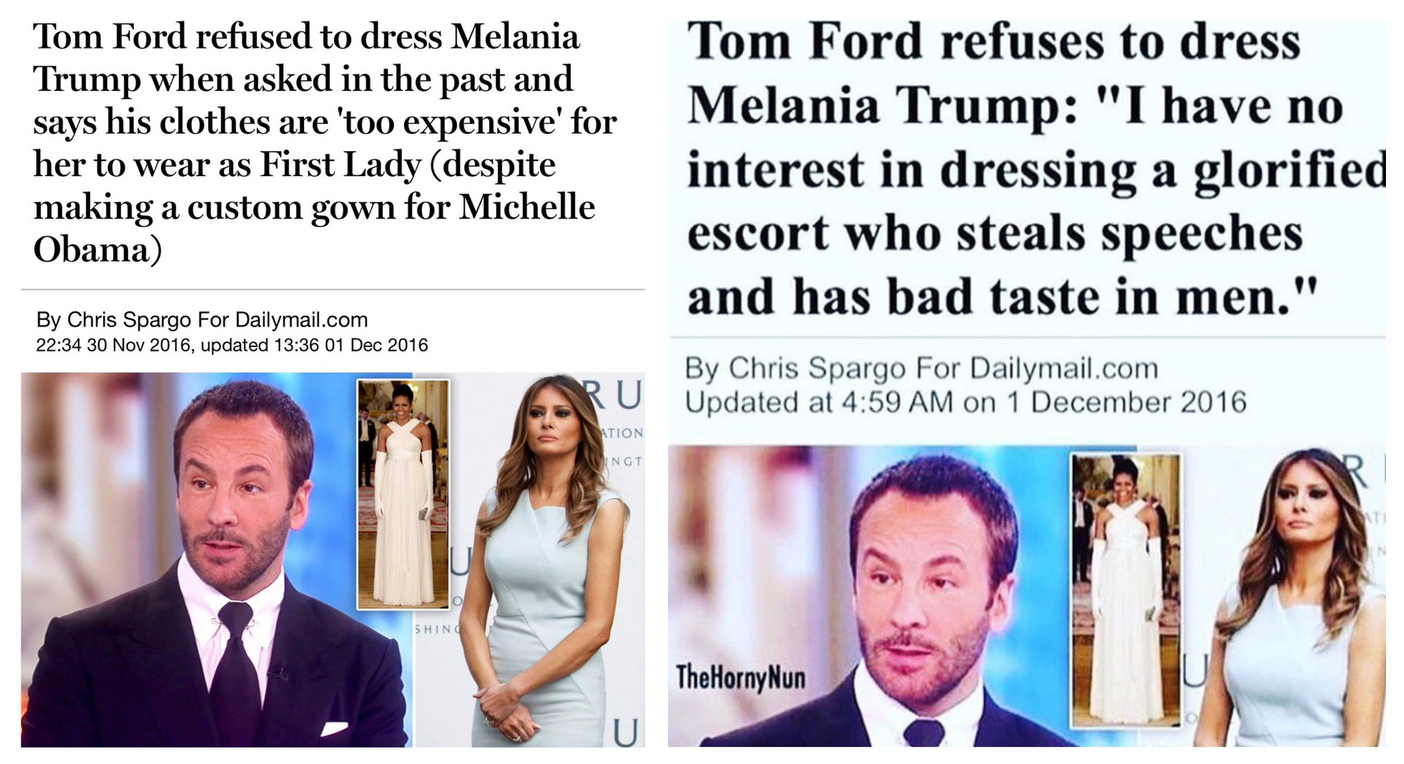 Tom Ford, Twitter, the Making a Fake News Saga - The Law