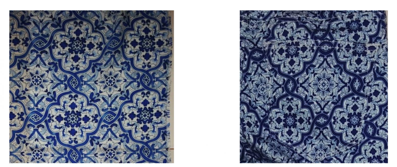 Nuance's print (left) and Zara pants (right)