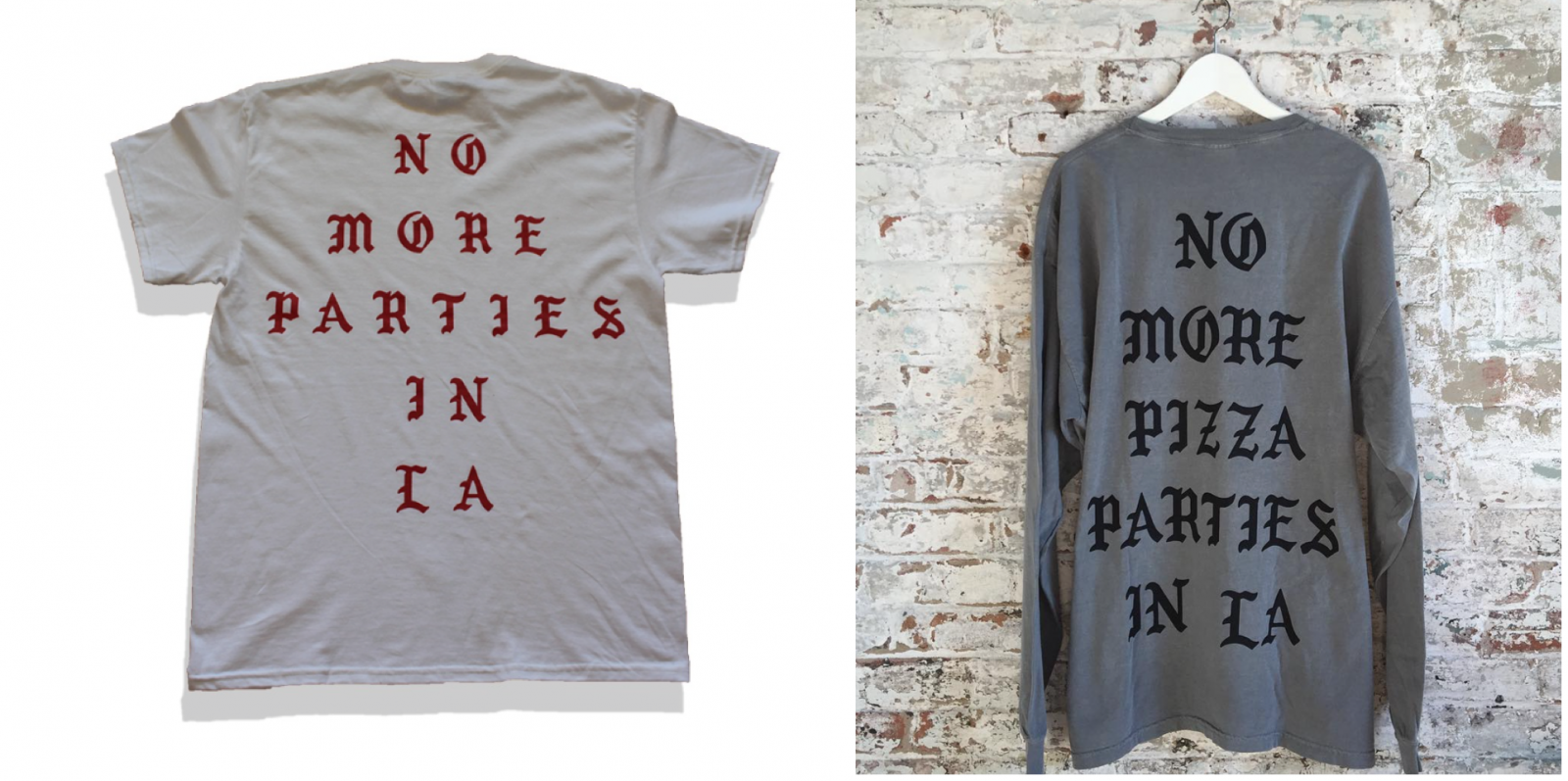 Kanye West's t-shirt (left) & Freedman's t-shirt (right)