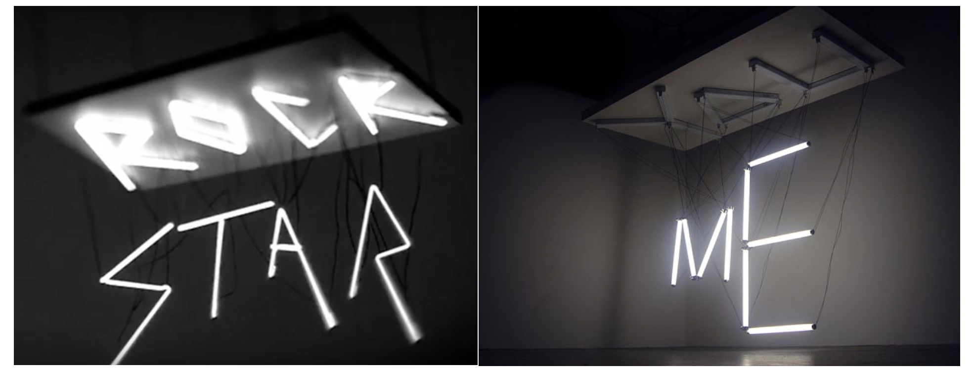 The installation from Rihanna's video (left) & Clar's work (right)