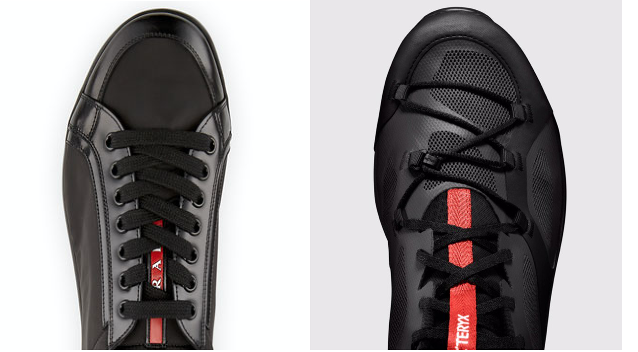 Prada shoe (left) and Arc’teryx shoe (right)