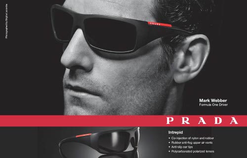 prada sunglasses with red stripe