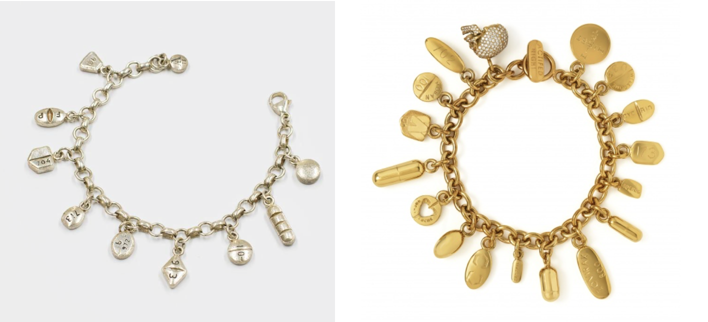 Wolstenholme's bracelet (left) & Hirst's bracelet (right)