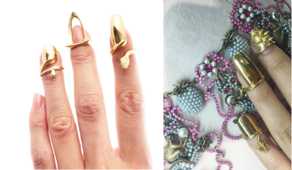 Bijules rings (left) and Gucci's Spring 2016 rings (courtesy of Susie Lau) (right)
