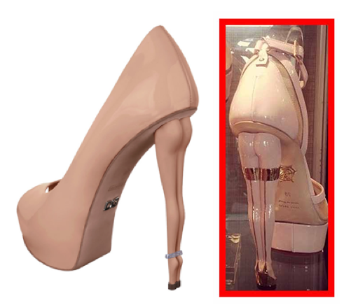 Dukas Silhouette Anniversaire Poudre Rose (left) & Charlotte Dellal's Pre-Fall 2014 shoe (right)