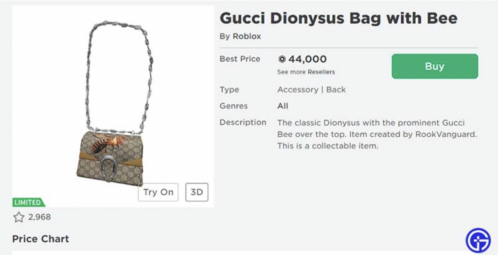 The Gucci Garden Experience on Roblox sold purses sold for a lot