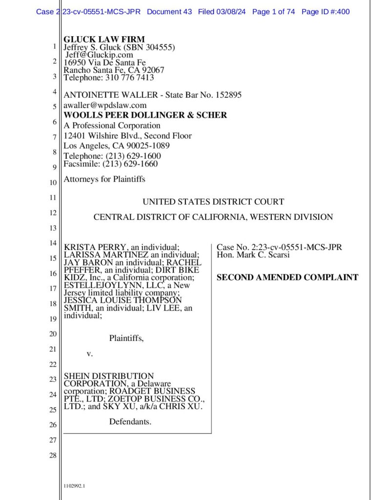 Perry, et al., v. Shein Distribution Corp. – Amended Complaint